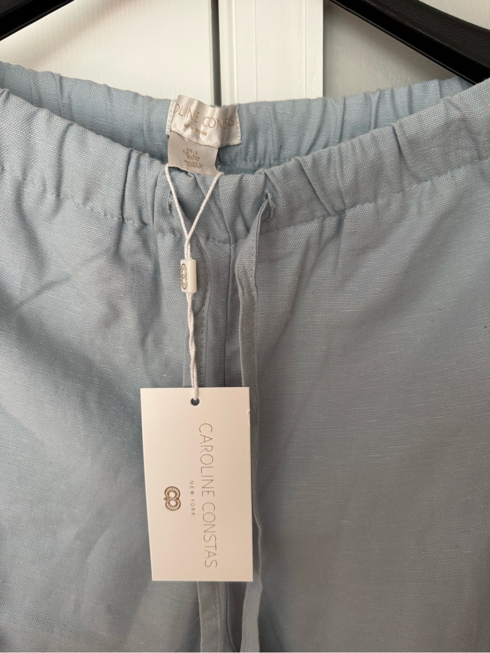 Caroline Constas Light Blue Sleeveless Linen Pantsuit top Set - Picture 3 of 5